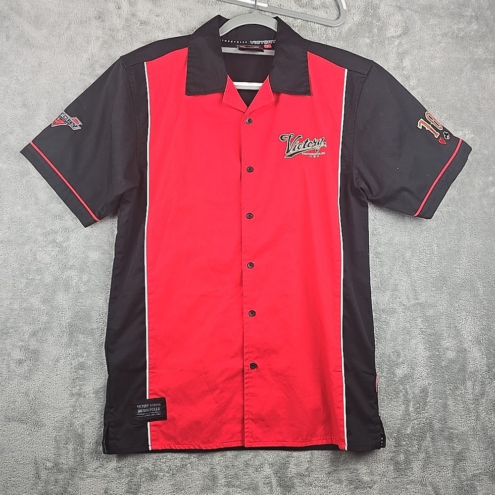 Victory Motorcycle Mechanics Shirt Size Small Button Up Short Sleeve Biker‎